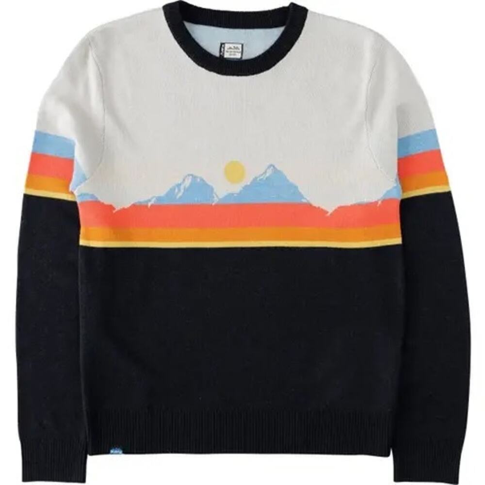 Kavu women's Hillrose pullover sweater large Sunset Range EUC mountain jacquard